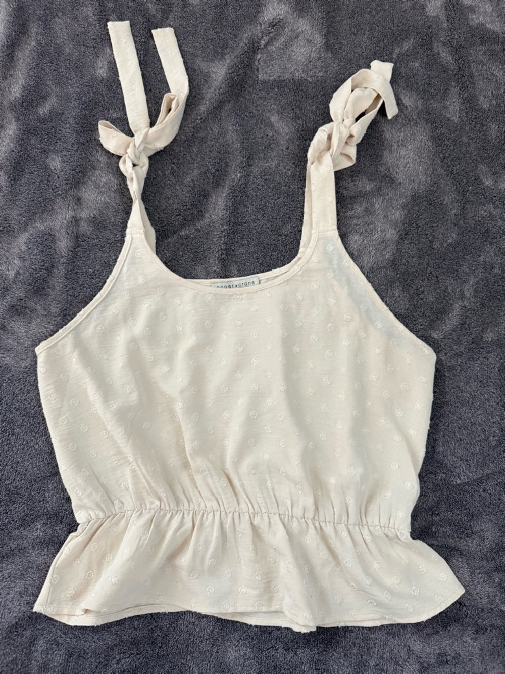 Paper Crane Cream color Swiss dot tank top